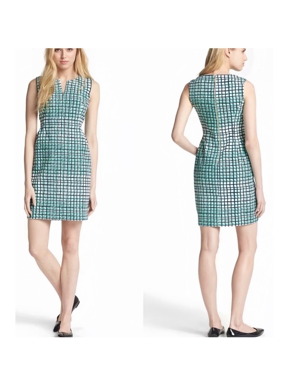 Kate Spade Samantha Sheath Dress Blue Green 8